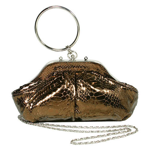 Evening Bag - Faux Snakeskin w/ Ring - Bronze - BG-90519BZ